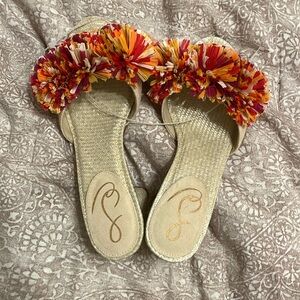 sam edelman raffia pom pom sandal sz 8